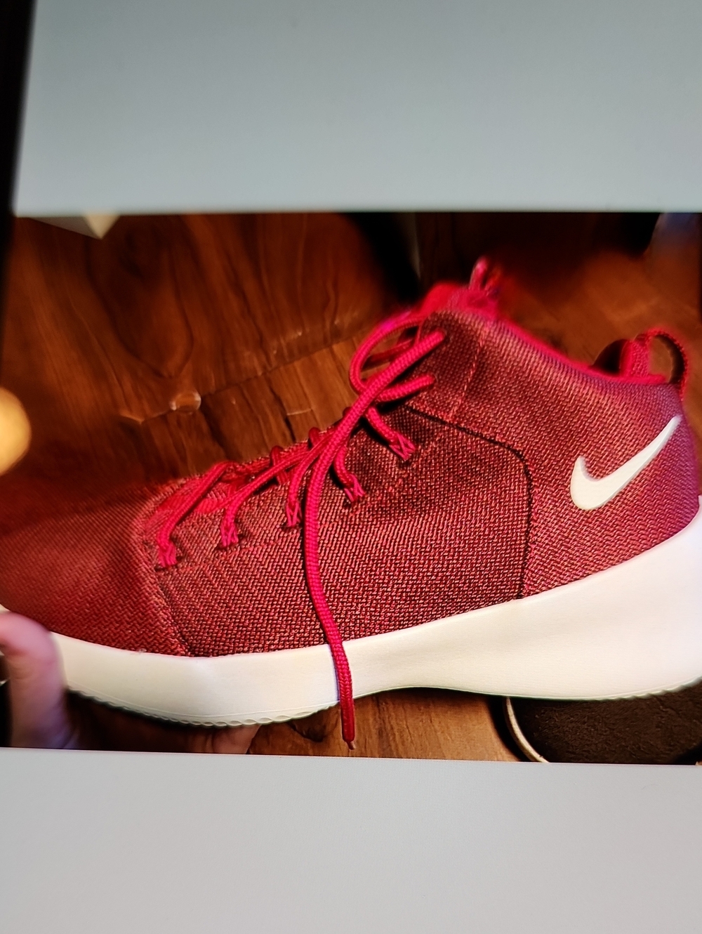 Nike Kids Red Knit High-Top Sneakers with White Swoosh